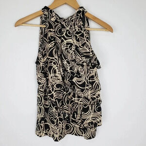 Elena Solano Ruffled High Neck Tank Top